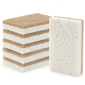 Household Items Eco Friendly Biodegradable Natural Kitchen Limpieza Compostable Cellulose and Coconut Walnut Scrubber Sponge
