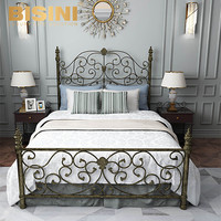 Lit double king size en fonte de cuivre classique, style européen simple et luxueux, style archaïque, meubles de chambre à coucher en métal