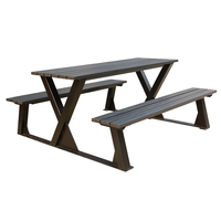 Table de pique-nique commerciale en bois pour l'extérieur, ensemble de mobilier de jardin, table basse de patio avec banc à vendre