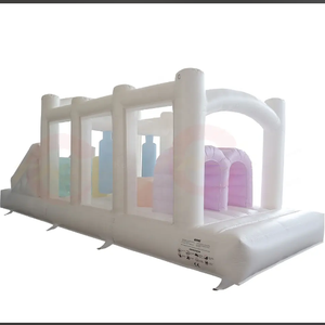 Parcours d'obstacles gonflable en vinyle de qualité commerciale de 18oz jeu de parcours d'obstacles blanc pour la fête - Product Image 1