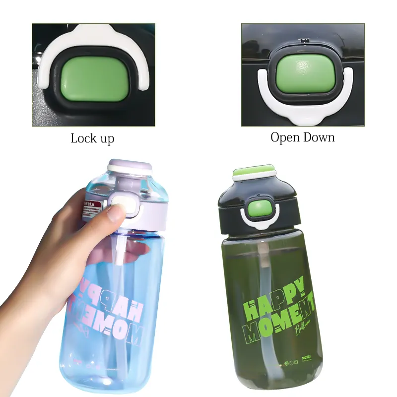 Оптовая продажа пластиковая модная детская соломенная бутылка для воды для взрослых портативная Спортивная бутылка для воды на открытом воздухе