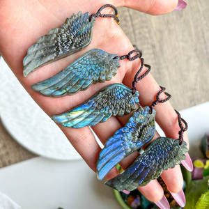 Collar con Colgante de Labradorita de Alta Calidad Crystalhola, Diseño de Una Sola Ala, Tallado con Impresión Digital, 5.5cm, 15g, Tendencia de Moda - Product Image 4