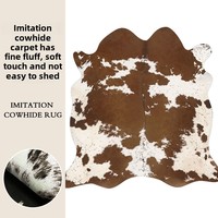 Tapis en Faux Cuir de Vache à Profil Bas, Style Nordique Américain Rustique, Motif Vache, pour Salon, Table Basse, Chambre à Coucher, Chevet