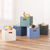 Paquete de 2 Cubos de Almacenamiento Plegables de Tela Azul de 10.5"L x 10.5"W x 10"H, Organizador de Ropa para Armario, Almacenamiento de Juguetes