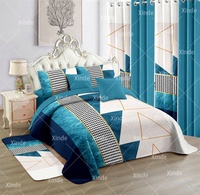 Lilianna Ensemble de literie 12 pièces avec rideaux, couvre-lit personnalisé en coton, taille king, motif floral, ensemble de literie en stock