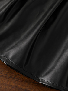 Girls' Cotton <strong>White</strong> Color Top &amp; PU <strong>Leather</strong> <strong>Skirt</strong> with Bow Two-Piece Set Breathable Casual - Product Image 6