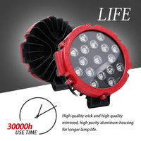 7 pouces 51W LED barre de lumière de travail faisceau de tache ronde 4X4 lampe de conduite phare antibrouillard pour moto tout-terrain camion voiture ATV