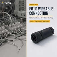 Connecteur circulaire étanche IP67 KRONZ tout plastique M12 4 broches A-codées, connecteur femelle à câblage sur site PG9, pour assemblage industriel et capteurs