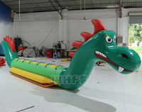 Bateau dragon vert pour 6 personnes, bateau banane dragon gonflable à voie unique pour enfants et adultes