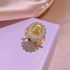 Classique à la mode rond jaune CZ ensemble de bijoux pour les femmes pour mariage Zircon CZ africain Dubai bijoux de mariée <span class=keywords><strong>tenue</strong></span> de fête de danse - Product Image 5