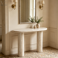 Table console moderne de luxe en travertin, design peint, décoration simple de haute qualité Wabi Sabi pour le salon