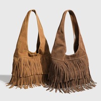 Sac à bandoulière en daim marron de qualité supérieure, fabrication OEM ODM, sac hobo en gros avec fermeture à bouton