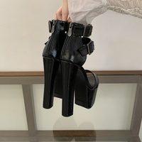 Sandales à plateforme avec fermeture éclair et rivets pour femmes, sexy, à bout ouvert, pour soirée, boîte de nuit, danse de pole dance, talons de 16 cm
