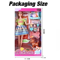 KSF Poupée de mode de 11 pouces avec chiot, jeu d'alimentation pour animaux de compagnie, jouets d'imitation pour enfants, ensemble de jeu de poupée avec accessoires