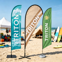 Drapeau publicitaire numérique personnalisé imprimé, bannière publicitaire extérieure, drapeau en forme de larme, drapeau de plage volant pour événement