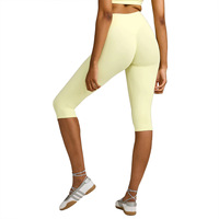 Capris de yoga taille haute en nylon brossé avec logo personnalisé pour femmes, collants de sport de haute qualité à effet ventre plat, service OEM/ODM