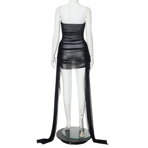 Vestido Corto de Malla Ajustado sin Tirantes, Sexy y Popular para Fiestas y Clubes, para Mujer, a la Moda, Venta al por Mayor - Product Image 4