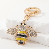 Porte-clés créatif de luxe, nouveauté, mignon en forme d'abeille, en métal avec strass, porte-clés élégant en forme de petite abeille, accessoires de décoration suspendus