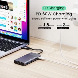 <span class=keywords><strong>Adaptateur</strong></span> multiport USB C Hub avec <span class=keywords><strong>HDMI</strong></span> <span class=keywords><strong>VGA</strong></span> USB C Splitter Hub chargeur pour MacBook Pro <span class=keywords><strong>Dell</strong></span> XPS ordinateurs portables - Product Image 6