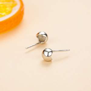 Pendientes de botón clásicos minimalistas de plata de ley S925 pulida con burbujas, versión de cobre personalizable, regalo de San Valentín para mujer - Product Image 4