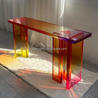 Meubles de salon haut de gamme à prix d'usine Table d'entrée en acrylique Table de porche en acrylique de couleur arc-en-ciel au design moderne