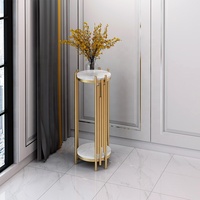 Support de présentation pour pot de fleurs en fer forgé, étagère en métal à double niveau, support de présentation pour pot de fleurs en marbre, intérieur