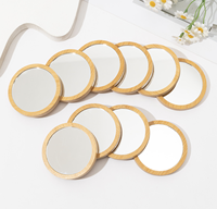 Miroirs de maquillage de poche en bois avec logo personnalisé, miroirs ronds portables écologiques en bambou, petit miroir cosmétique de beauté
