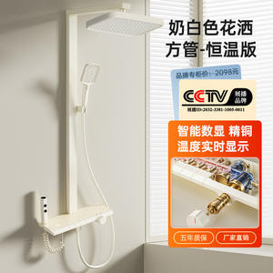 ชุดฝักบัวอาบน้ำ Morning Dew สีขาวครีม พร้อมโต๊ะเก็บของขนาดใหญ่ ฟังก์ชั่นควบคุมอุณหภูมิ สำหรับห้องน้ำในบ้าน - Product Image 4