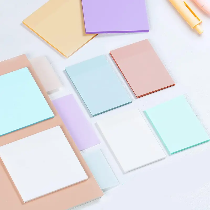 Light Color Transparent Sticky Notes Custom PET Waterproof Self-Adhesive Mini Memo Pad