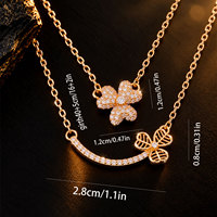 Collier en laiton plaqué or 18 carats avec pendentif trèfle à trois feuilles incurvé et zircon cubique, lot de 2 bijoux pour femme, personnalisable OEM