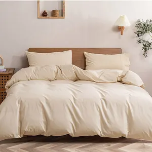 مجموعة أغطية السرير المزدوجة من Juego De Cama مجموعة مستلزمات سرير مزدوجة مجموعة مفردة ومزدوجة بلون سادة أطقم أغطية سرير بطانية 100 قطن