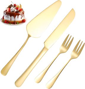 Cake Shovel Knife Fork <b>Set</b> Fruit Dessert Cheese Shovel <b>Baking</b> Tools Buffed Mirror Polished Wholesale Printable Logo - Product Image 1