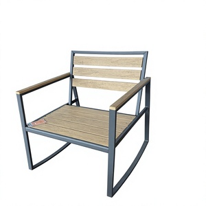 <b>Garden</b> Rocking <b>Chair</b> With Steel Frame Wood Seat And Back Contemporary Outdoor Furniture Durable Tapered Legs Hot-selling Lumetal - Product Image 1