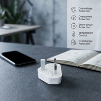 Charger Dinding Cantell Berkualitas Tinggi UK 3Pin 5V 1A USB 2.0 5W dengan Proteksi Sirkuit Pendek untuk Sikat Gigi Elektrik, Pemutar MP3/MP4