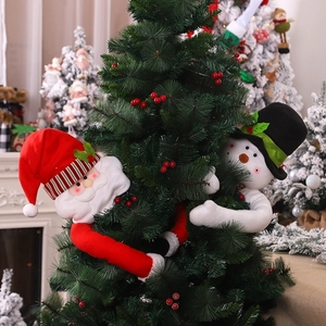 Nouvelles décorations de sapin de Noël avec poupée Père Noël, étoile de sommet de sapin et ornements bonhomme de neige pour une décoration de fête de Noël complète - Product Image 1