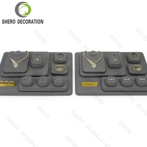 Kit de exhibición de joyería de gamuza gris de lujo, diseño personalizado, soporte para joyas de diamantes para vitrina de boutique - Product Image 1