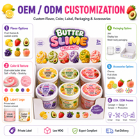 Kit de slime beurre OEM en gros, 6 couleurs, 200 ml, parfumé, avec breloques fruitées moelleuses, jouet sensoriel anti-stress, logo personnalisé, directement de l'usine