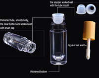 Conteneur de baume à lèvres transparent en plastique brillant rechargeable de 6 g, tube de gloss à lèvres rond en plastique de 6 ml