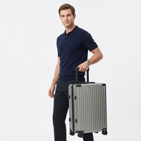 Valise trolley cabine légère avec port USB intégré, porte-gobelet et support téléphone pliables, serrure TSA et roulettes silencieuses à rotation 360° ultra-fluide