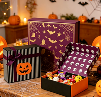 Boîte cadeau rigide écologique pour Halloween, finition mate, logo personnalisé, emballage pour bonbons et chocolats, design citrouille, fantôme, chauve-souris, pour les fêtes