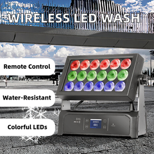 ไฟติดผนังภายนอกอาคารกันน้ำ RGBWA+UV LED สำหรับตกแต่งเมือง 21x10W IP65 ควบคุมแบบไร้สาย DMX512 ไฟส่องสว่างแบบแบตเตอรี่ พร้อมรีโมท - Product Image 4