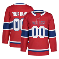 Jersey hoki es lengan panjang pria dengan Logo bordir kustom pakaian olahraga dipersonalisasi baru nama tim OEM