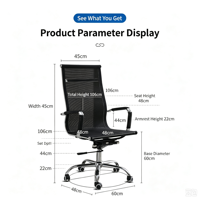 Chaise de bureau informatique pivotante en tissu maillé, ergonomique, confortable et élégante, pour usage domestique, conférence et atelier, réglable en hauteur