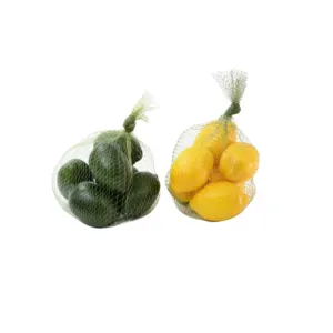 Artificial Fruits 6 pcs Yellow Green Lemon Lime Mesh Tubular Net Bags Packing Realistic Decor