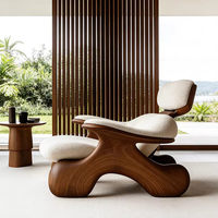 Fauteuil de salon artistique en bois massif de style chinois, canapé de designer pour villa, chaise de réception d'hôtel haut de gamme de forme personnalisée