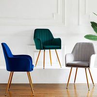 Chaises de salon en tissu velours nordique pas cher, design moderne et luxueux, chaises rembourrées pour salle à manger avec pieds en métal dorés
