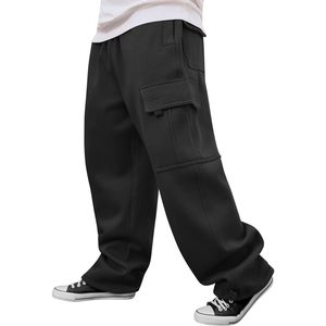 Pantalones Deportivos Cargo de Forro Polar Grueso para Hombre, Corte Holgado, Pierna Ancha, con Múltiples Bolsillos, Anti-Pilling, Material Grueso - Product Image 4