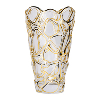 Ventes en gros de pots de fleurs en verre à bord doré pour l'intérieur, décoration de salon, pots de fleurs décoratifs