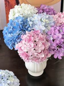 Venta al por mayor de flores artificiales de Hortensia decorativas de un solo tallo de seda de gran tamaño decoración de flores de boda Hortensia Flores Artificiales - Product Image 6