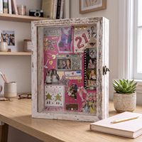 Cadre de présentation pour diplôme, grande boîte à souvenirs de remise de diplôme avec fenêtre en verre et serrure métallique, vitrine pour objets commémoratifs de la remise de diplôme